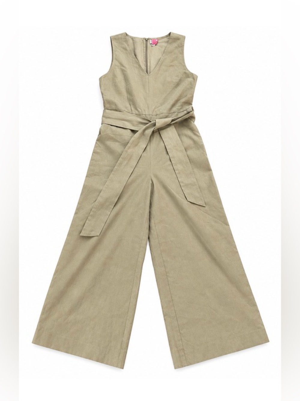 J.Crew Sleeveless Wide-Leg Jumpsuit with Tie Belt - Khaki